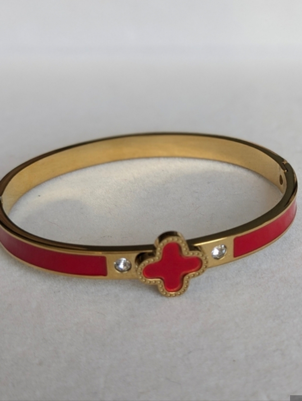 CLOVER STAINLESS ENAMEL CUFF BRACELET